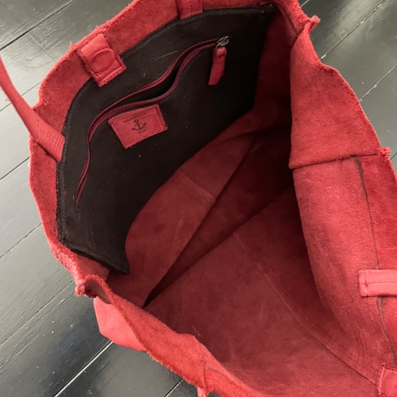 Extra Large Leather Red Tote Harbour 2nd - Picture 5 of 9
